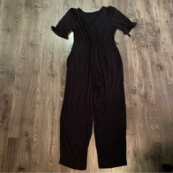 Gap Jumpsuit black button front jersey material stretchy - Picture 5 of 13